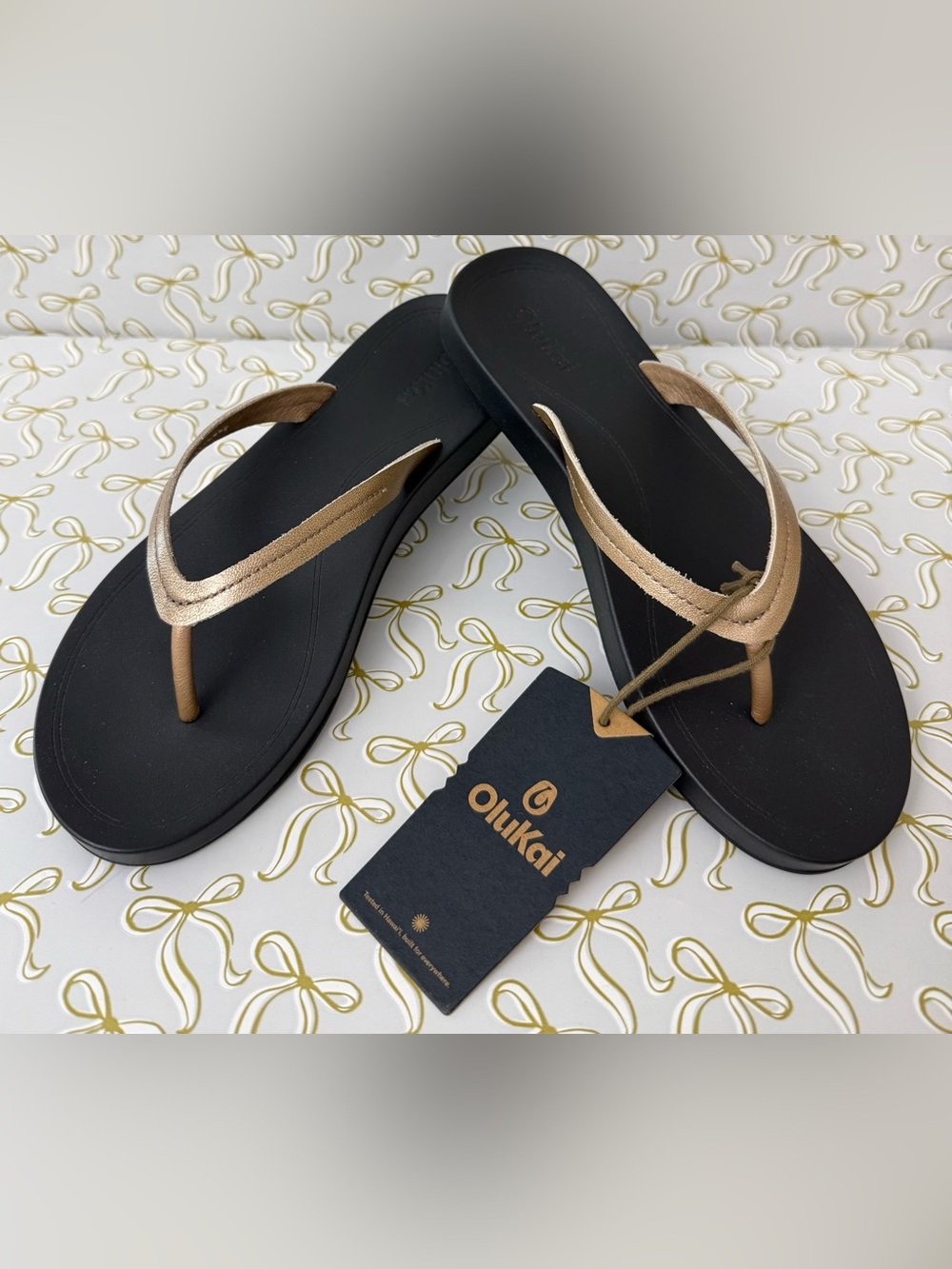 Women’s Olukai Lalahi Flip Flops Thong Sandals Copper & Lava Rock 7